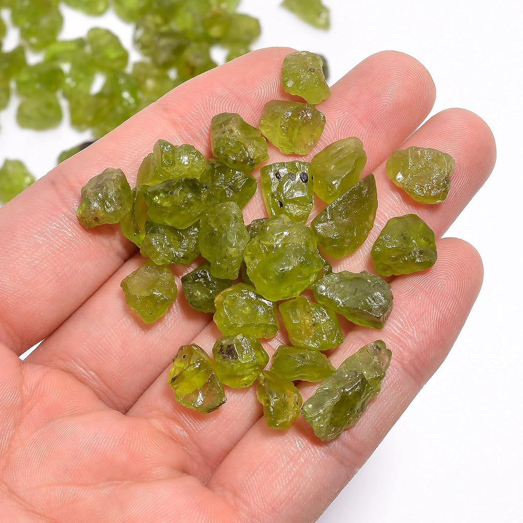 GEMKORA™ 100 carats Raw Green Peridot Crystals, Wholesale Lot, Natural Gemstone, Rough Crystals, Rock Stones, Jewelry Making Supplies, DIY & Crafts, August Birthstone, 5 to 8 mm
