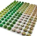 140 Pcs Static Grass Tufts & Miniature Flower Clusters - Artificial Grass Terrain Scenery Kit for Model Train Railway, Military Sand Table, DIY Diorama Landscape (B)