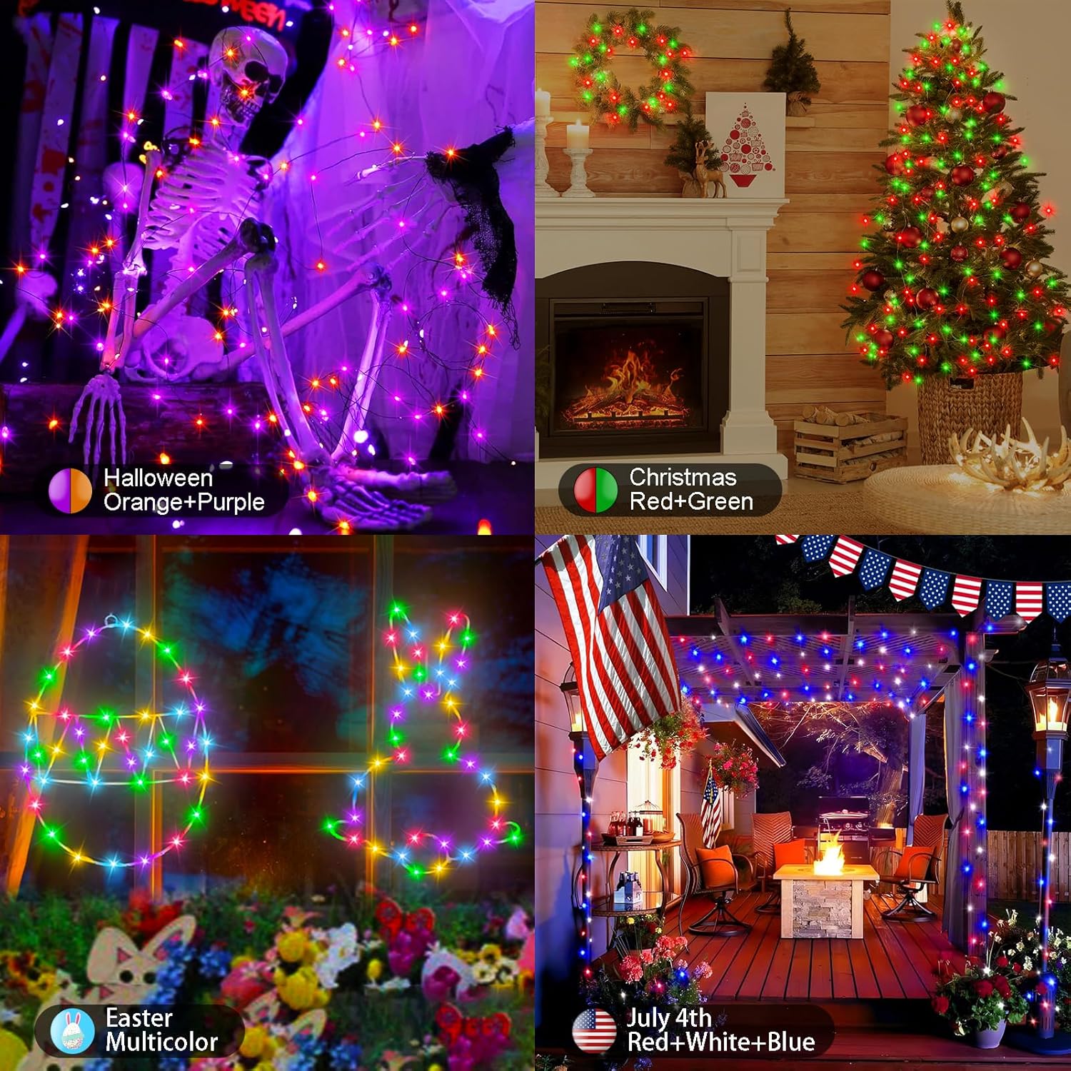 2 Pack Fairy Lights Battery Operated, 66Ft 200 LED RGB Color Changing & 2700K Warm White Twinkle Lights with 150 Scence Modes Silver Wire Mini Light for Bedroom Garden Wedding Decor
