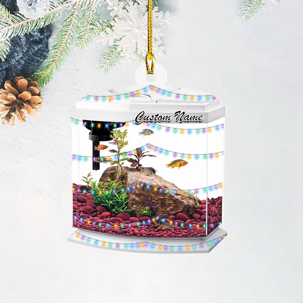 Personalized Aquarium Christmas Ornament, Fish Christmas Ornament, Gift for Fish Lover, Custom Aquarium Christmas Tree Keepsake, Kids First Gift Ideas, Pet Kids Ornament (AFT11)