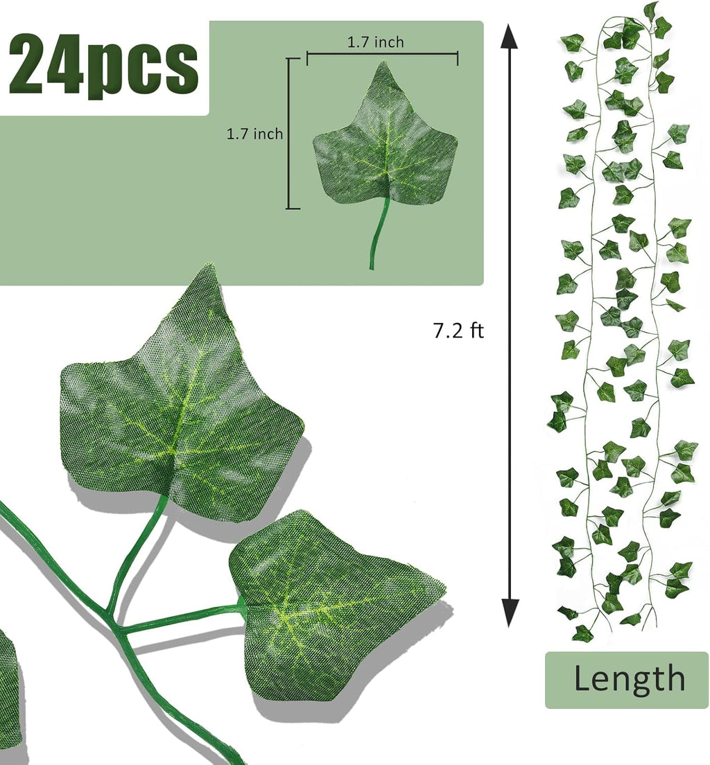 RECUTMS Fake Vines 24 Pack 173 FT Artificial Ivy Leaves Wall Decor Leaf Plants Greenery Garland Hanging Plant Vine Fake Leaf Vines for Room Garden Office Wedding Wall Decor