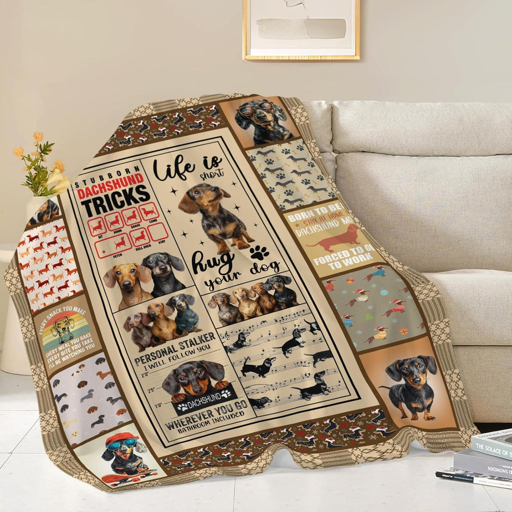 Dachshund Throw Blanket Dachshund Puppy Stuff Weiner Dog Gifts for Women Adults Men Dog Lover Kids Girls Boys Soft Cozy Warm Plush Fluffy Fuzzy Fleece Blanket Decor 60''X80''