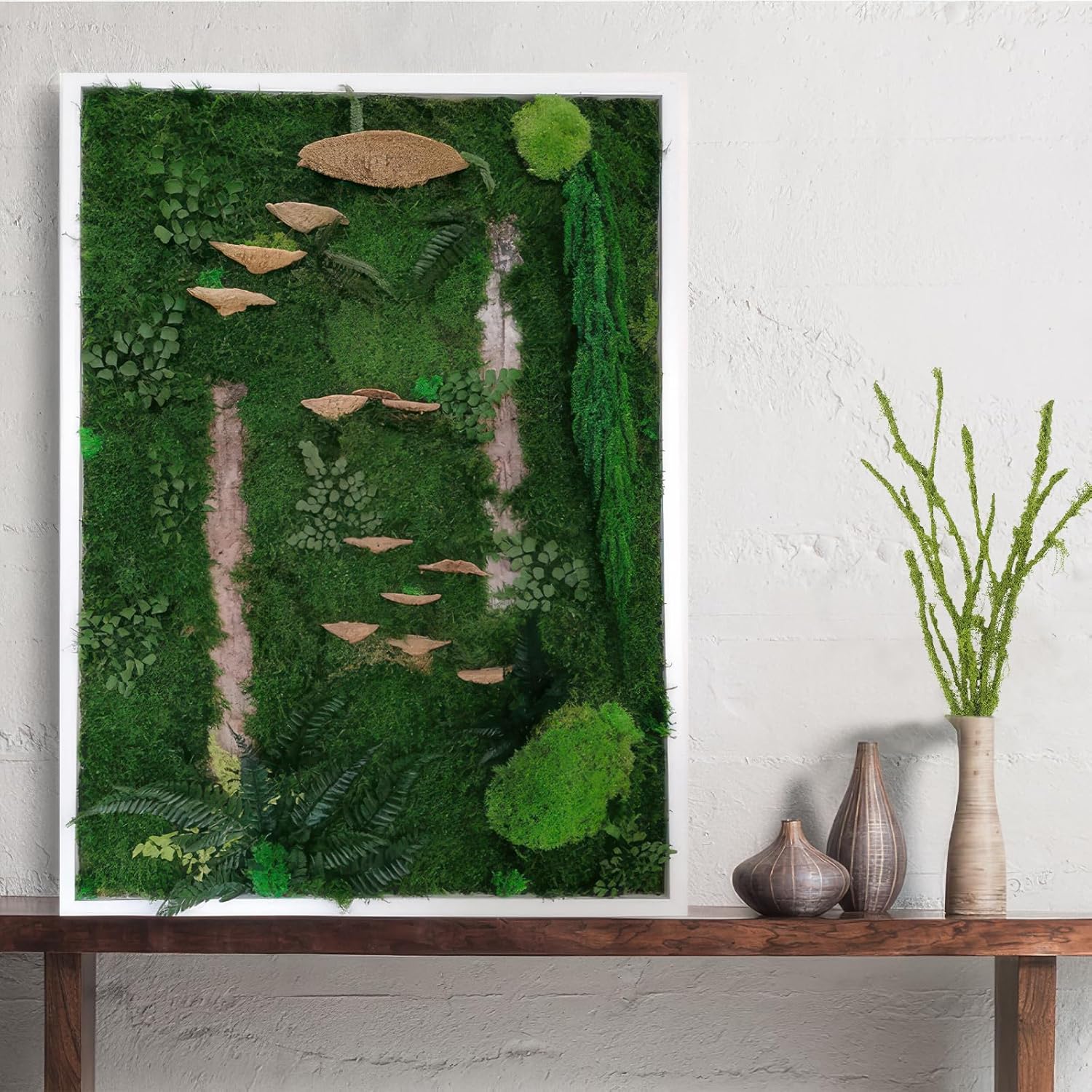 Fake Moss Ficus Twig Plants Faux Branches for Vase Filler Artificial Greenery Stems Silk Moss Green Plants for Home Office Party Wedding Shop Decoration