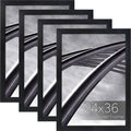 wallsthatspeak Elements 24x36 Picture Frame, Wall Hanging Black Poster Frame Displays Vertically or Horizontally, Includes Durable Plexiglass, Set of 4