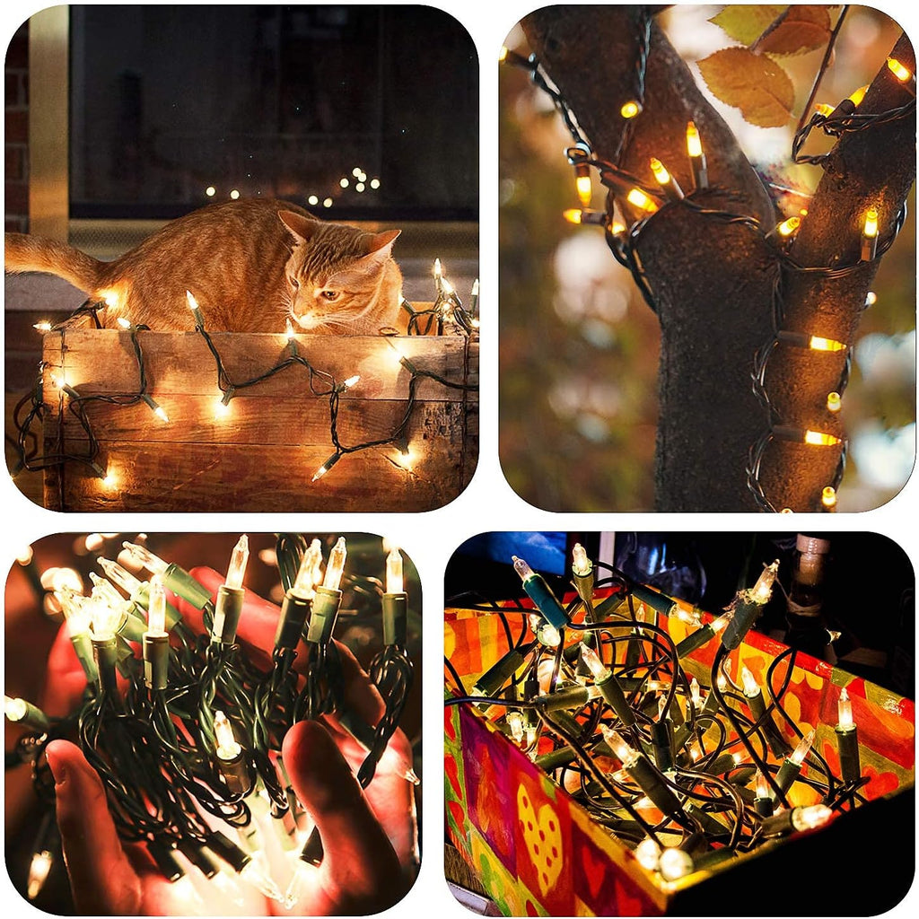 Christmas Lights - Battery Operated String Lights 50 LED String Lights Mini Lights with Auto-Timer and 8 Lighting Modes for Christmas Wreath Party Wedding Garden Home Decoration, Warm White, 2 Pack