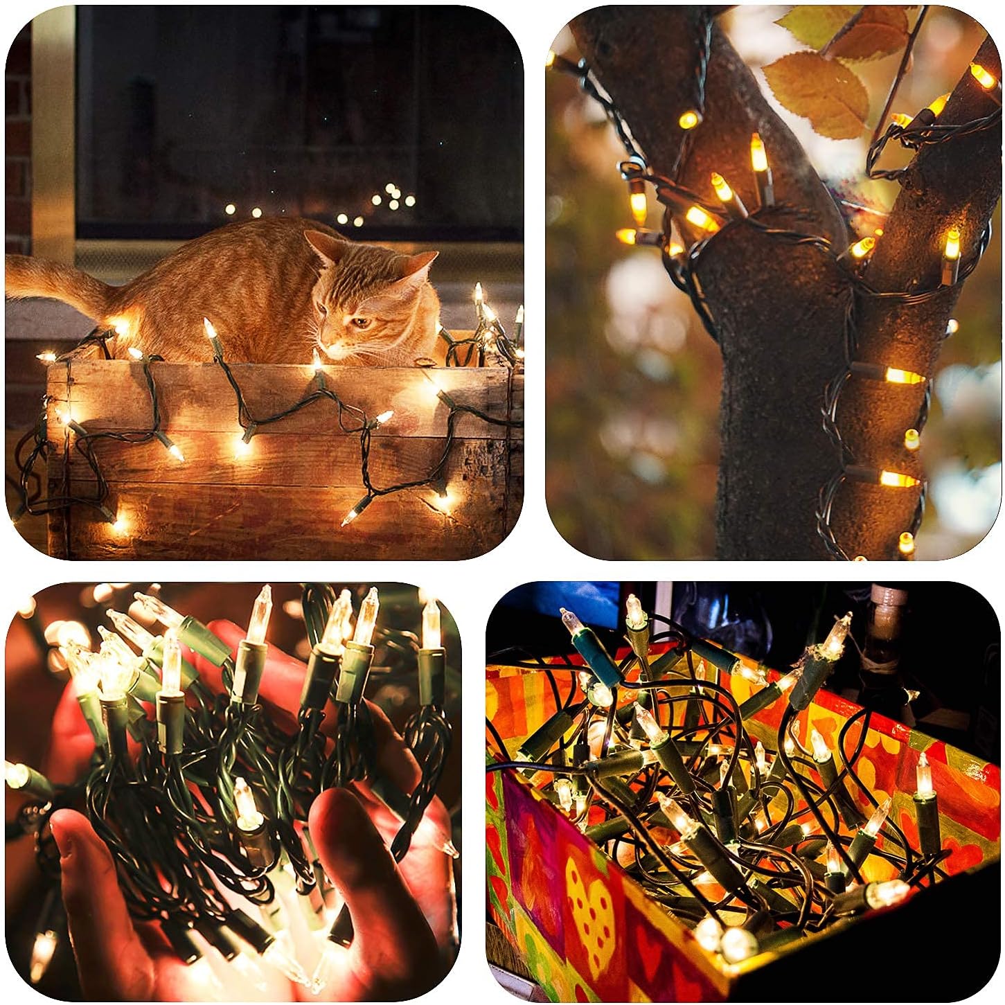 Christmas Lights - Battery Operated String Lights 50 LED String Lights Mini Lights with Auto-Timer and 8 Lighting Modes for Christmas Wreath Party Wedding Garden Home Decoration, Warm White, 2 Pack