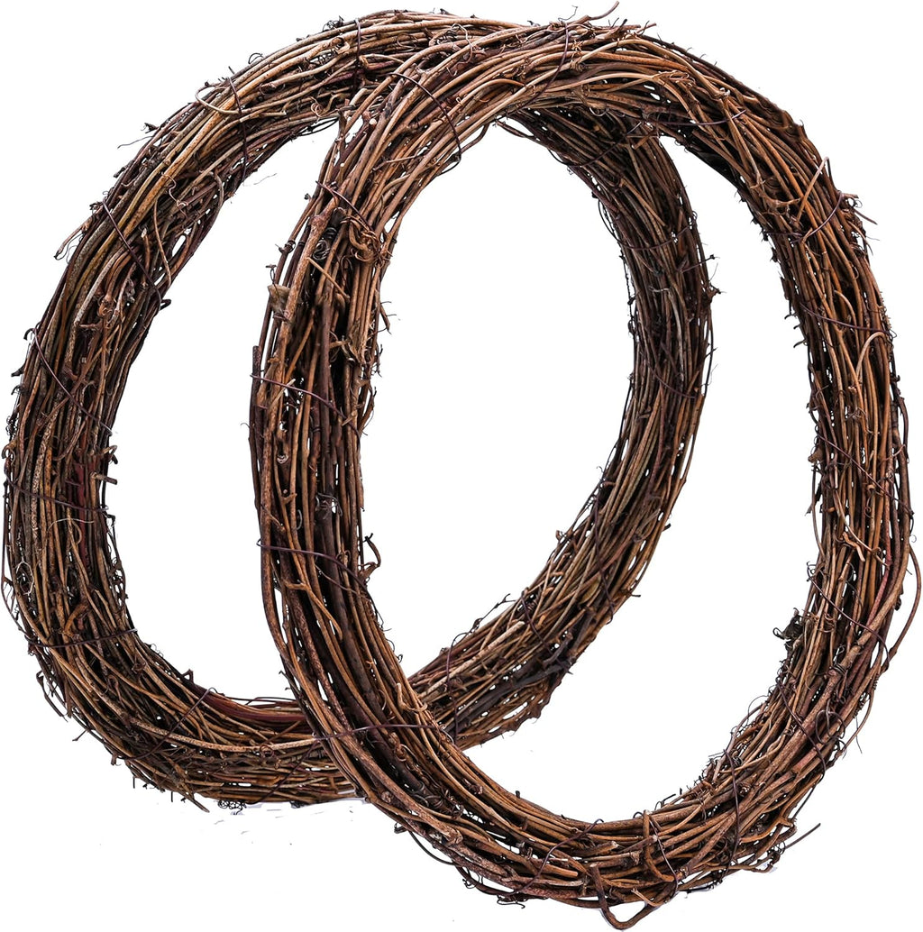 Byher Grapevine Wreath, 2 PCS 12 Inch Natural Vine Wreath for Crafts (Wreath Frame)