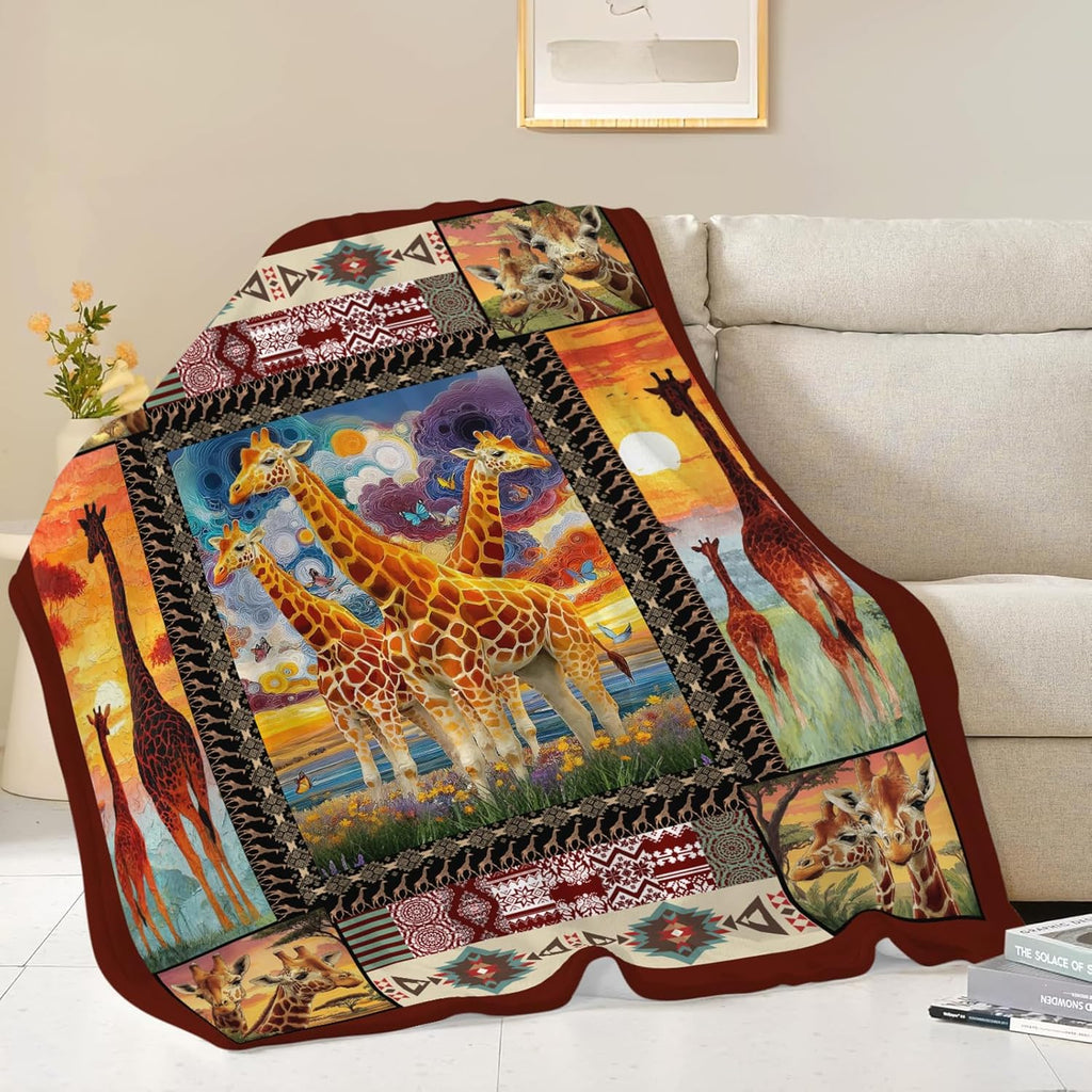 Giraffe Throw Blanket Giraffe Stuff Gifts for Kids Girls Boys Adults Women Men Soft Cozy Warm Plush Fluffy Fuzzy Fleece Blanket Decor 50''X60''