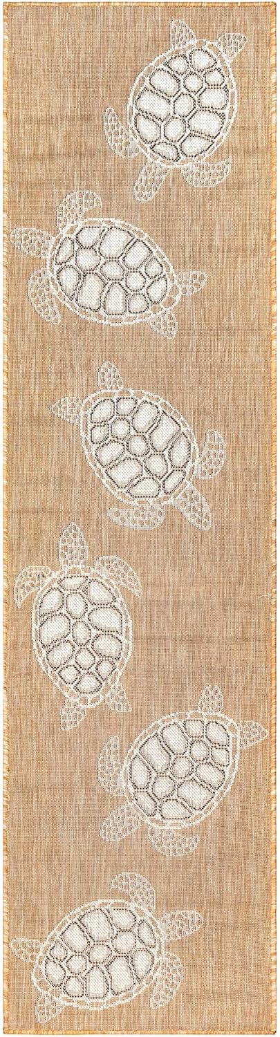 Liora Manne Sea Turtles Sand Indoor Outdoor Area Rug, 1'11" x 7'6"