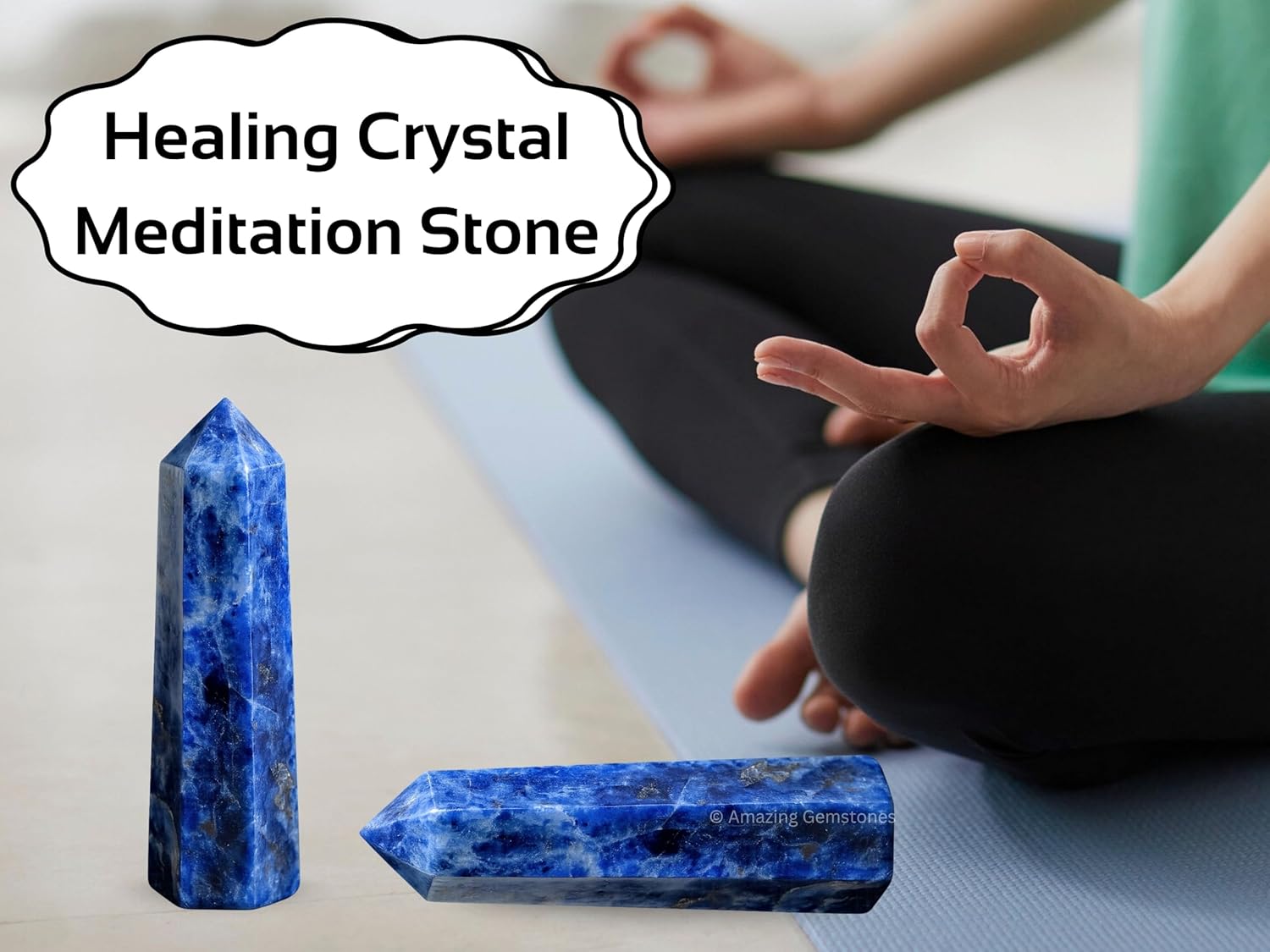 Amazing Gemstone Sodalite Crystal Towers - Natural Healing Crystal Point Obelisk for Reiki Healing and Crystal Grid (3 Inch)