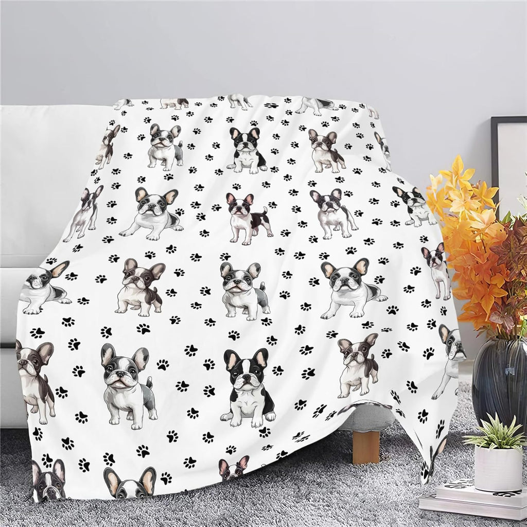 Boston Terrier Throw Blanket French Bulldog Frenchie Puppy Stuff Gifts for Dog Lover Kids Girls Boys Adults Women Men Soft Cozy Warm Plush Fluffy Fuzzy Fleece Blanket Decor 40''X50''