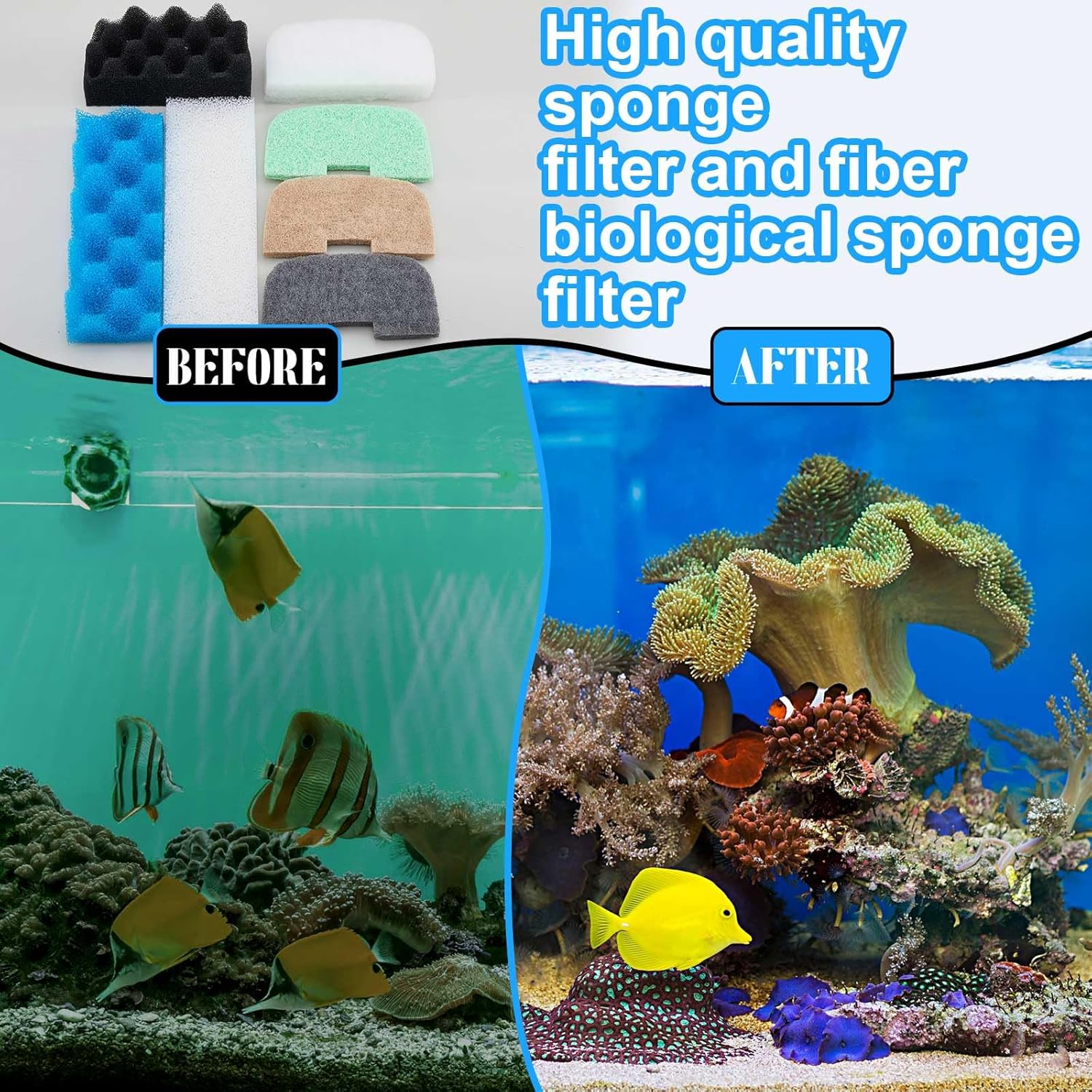 50 Pcs Compatible with Fluval 206/207 Filter Media Canister Filter Maintenance & Replacement Kit, Bio-Based Foam, Activated Carbon, Ceramic Rings, Microfiber Rags, Mesh Bags, Silicone Lube