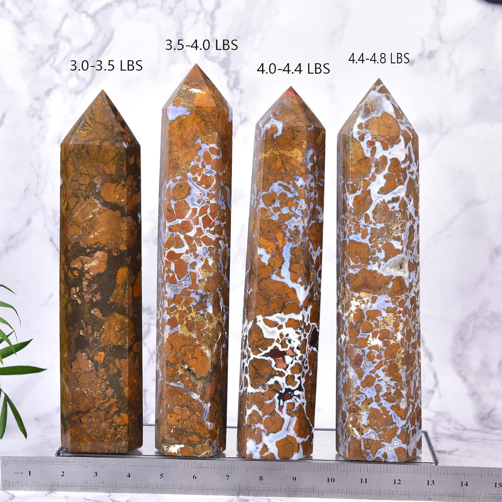 JIC Gem Extra Large Yellow Agate Healing Crystal Geode Obelisk Tower Points 6 Faceted Yellow Quartz Crystals Tower Wand Home Decor Chakra Meditation 3.5-4.0 Lbs