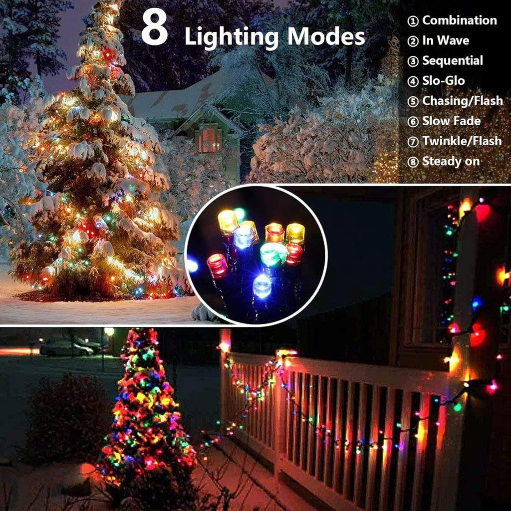 Joomer Solar Christmas Lights, 2 Pack Total 144 FT 400 LED 8 Modes Waterproof Solar String Lights Outdoor Auto ON/Off for Patio, Tree, Garden, Christmas Decorations (Multicolor)