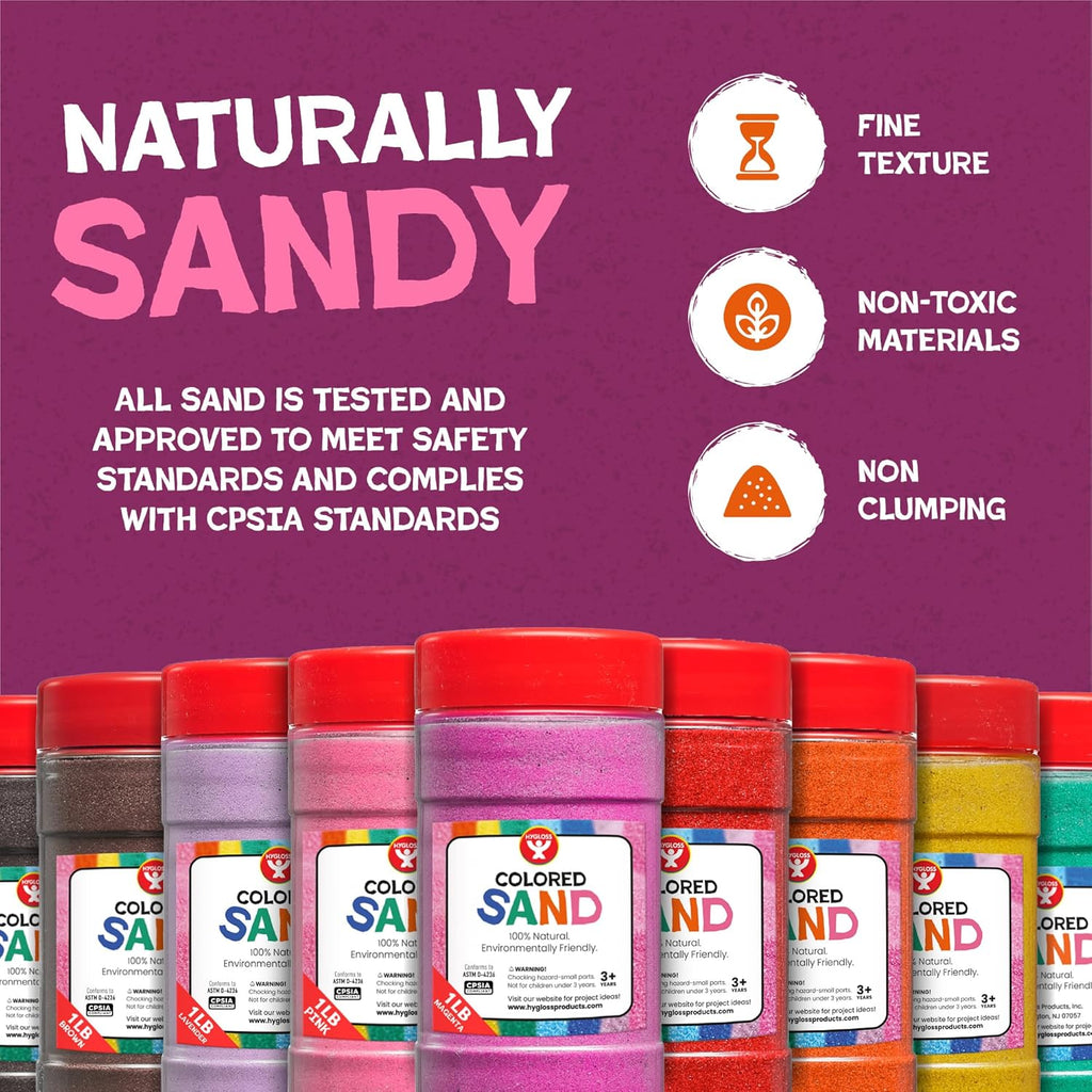 Hygloss Colored Sand for Crafts – 1 lb Bottle, Magenta – Vibrant Colorful Fine Sensory Play Sand Art Kits for Kids – Classroom Activities for Children 3 4 5 6 7 8 9 10 11 12 – Safe for Ages 3+