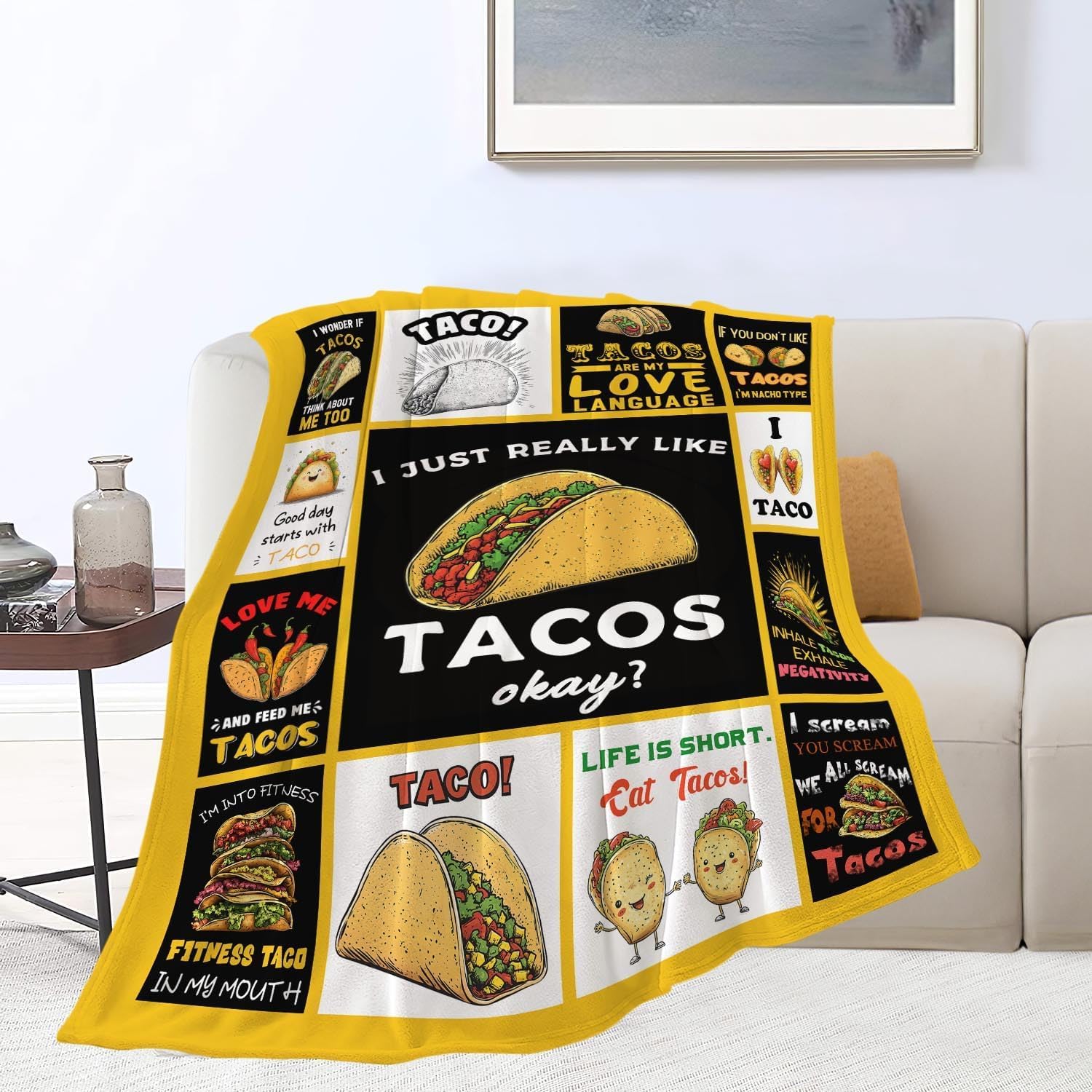 Taco Blanket Food Burrito Throw Blanket Gifts for Taco Lovers Girls Women Kids Boys Adults Men Super Soft Cozy Plush Fluffy Fuzzy Fleece Blanket Home Decor 40''X50''