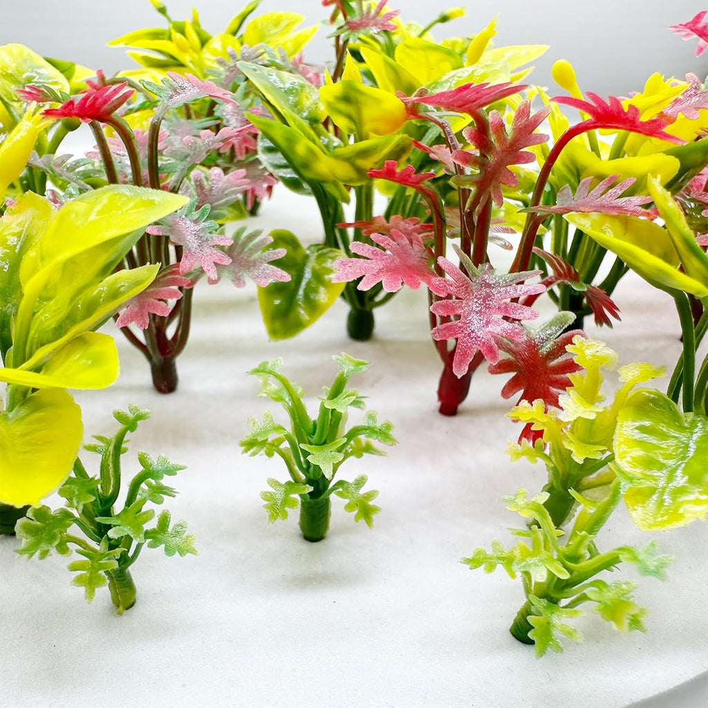 Cayway 100 PCS Mini Model Plants, Miniature Plants Mini Model Trees Green Shrubs Bush Model for Train Scenery Railway Sand Military Layout Park Garden Scene