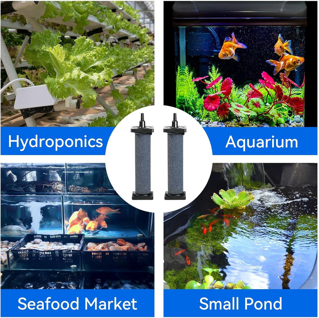 AQUANEAT Aquarium 5 inch Air Stone Cylindrical 2 Pack, Large Airstone, Aerator Bubble Diffuser, Air Pump Accessories for Aquariums, Hydroponic, Ponds and Fish Tanks