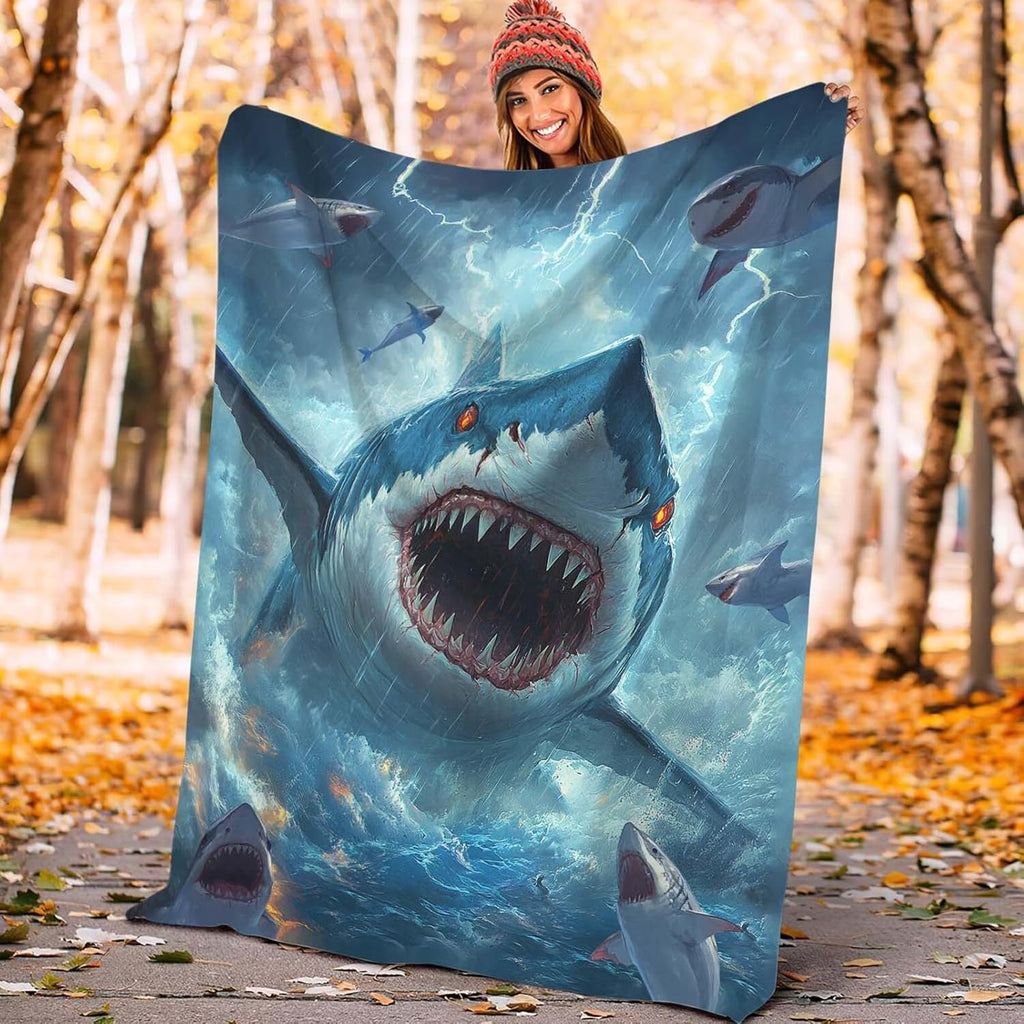 Shark Throw Blanket Ocean Shark Stuff Gifts for Kids Girls Boys Adults Women Man Soft Cozy Warm Plush Fluffy Fuzzy Fleece Blanket Decor 40''X50''