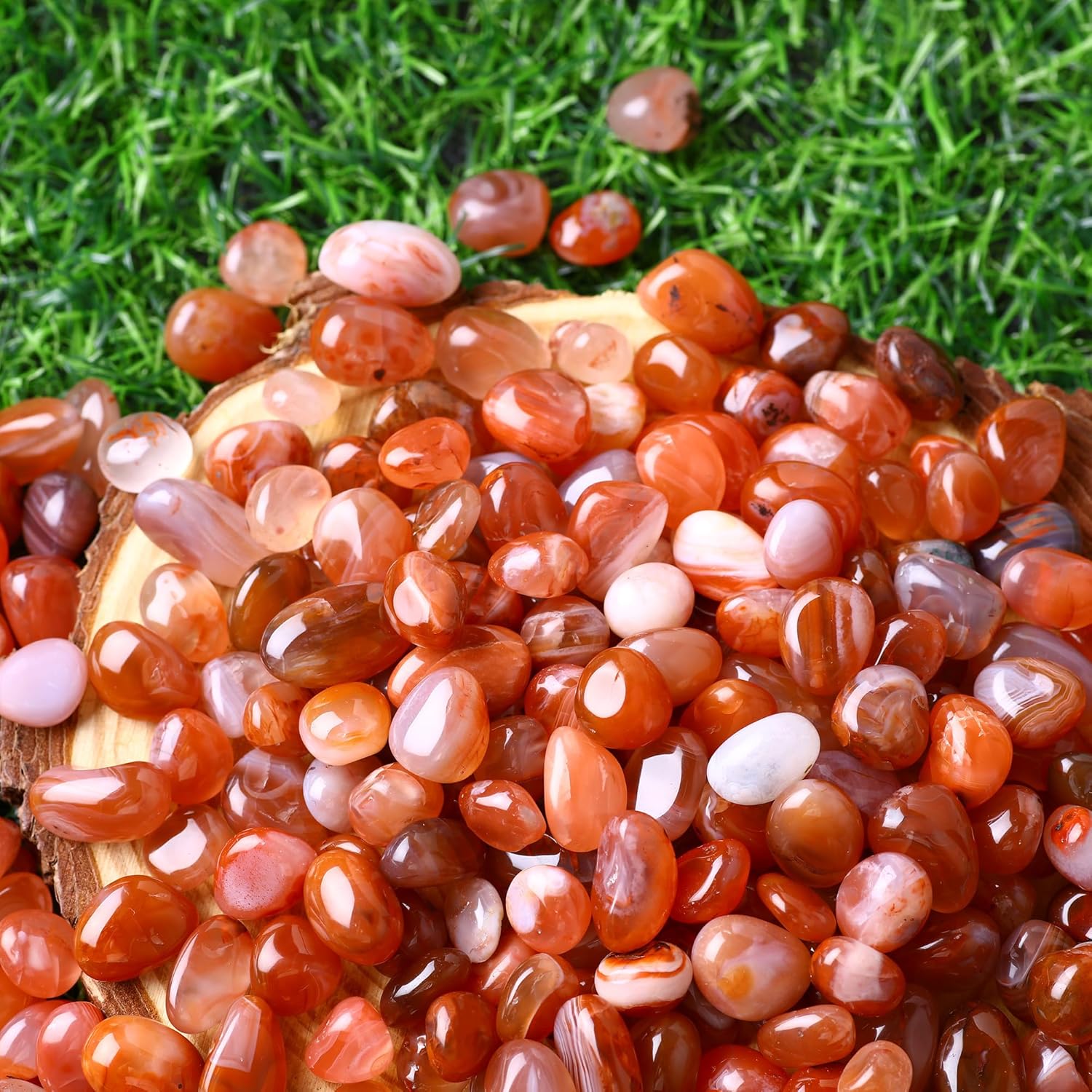 Polished Red Agate Crystals 0.62lb Natural Gemstones Crystal Bulk Tumbled Polished Stones Irregular Rocks Chakra Colorful Crystal Vase Filler Decoration Energy Reiki Beginners Birthday Gifts