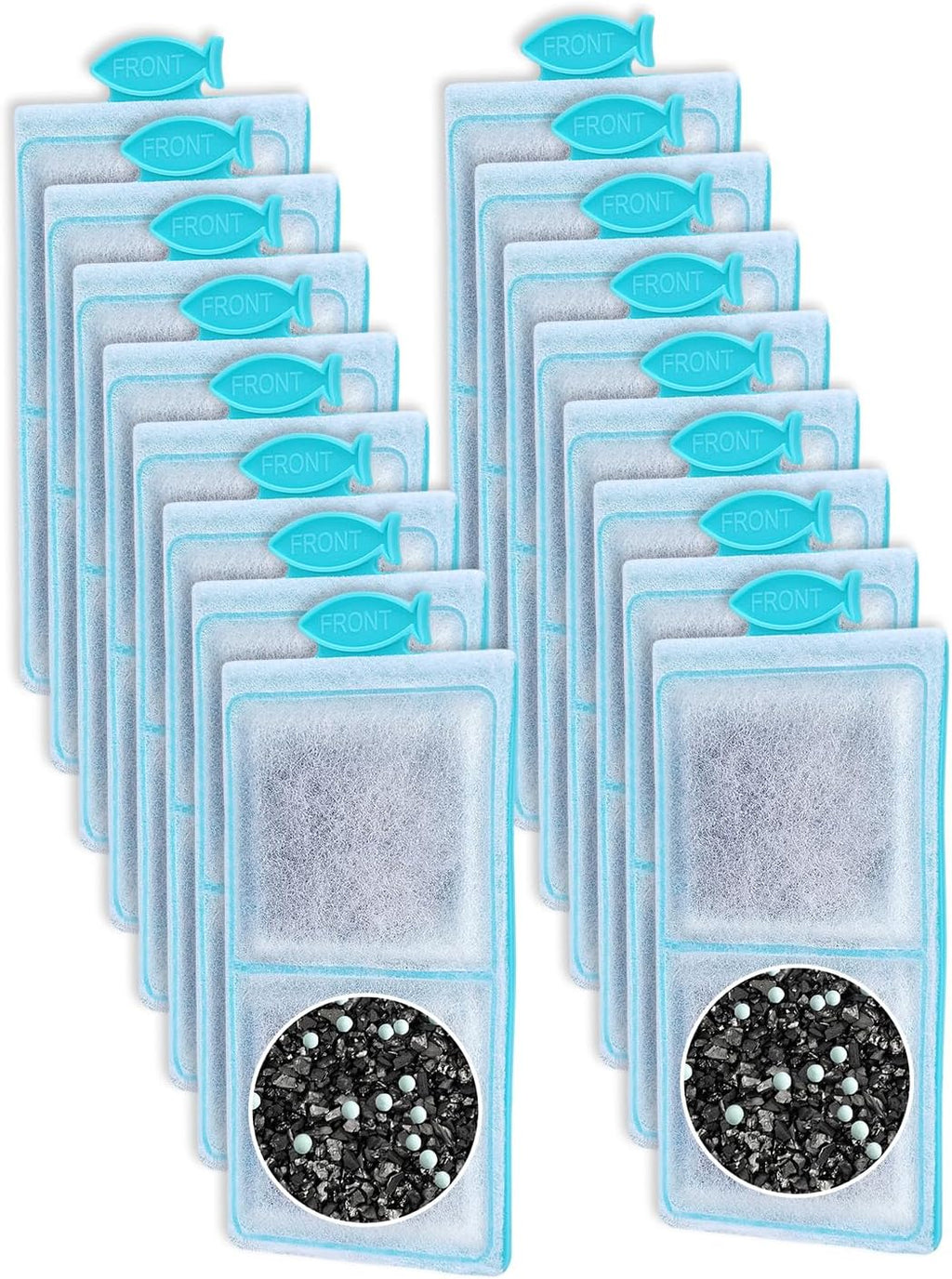 16 Pack Fish Tank Filters Compatible with Top Fin PF-S Filter Cartridge, Upgraded PF-S Small Fish Tank Filters Compatible with Top Fin PF10 Power Filters, Fit for Topfin Aquarium Filter