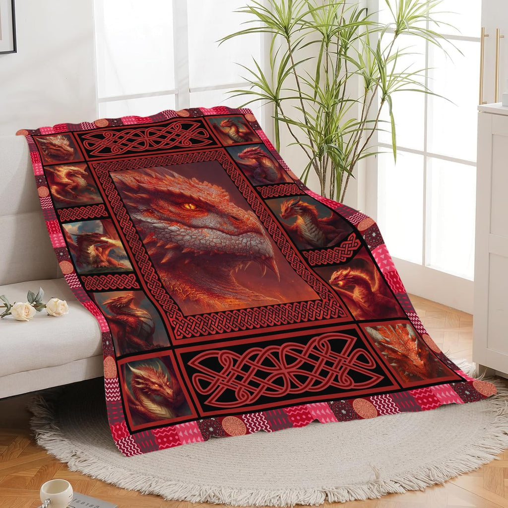 Dragon Throw Blanket Dragon Stuff Gifts for Kids Girls Boys Adults Women Men Soft Cozy Warm Plush Fluffy Fuzzy Fleece Blanket Decor 50''X60''