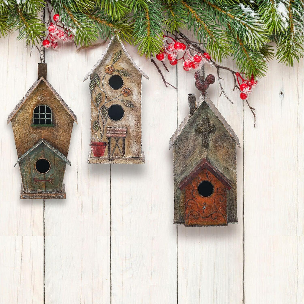 Jemeni Metal Rooster Bird Houses for Outsides Hanging, Birdhouse for Outdoor, 14.7" H……