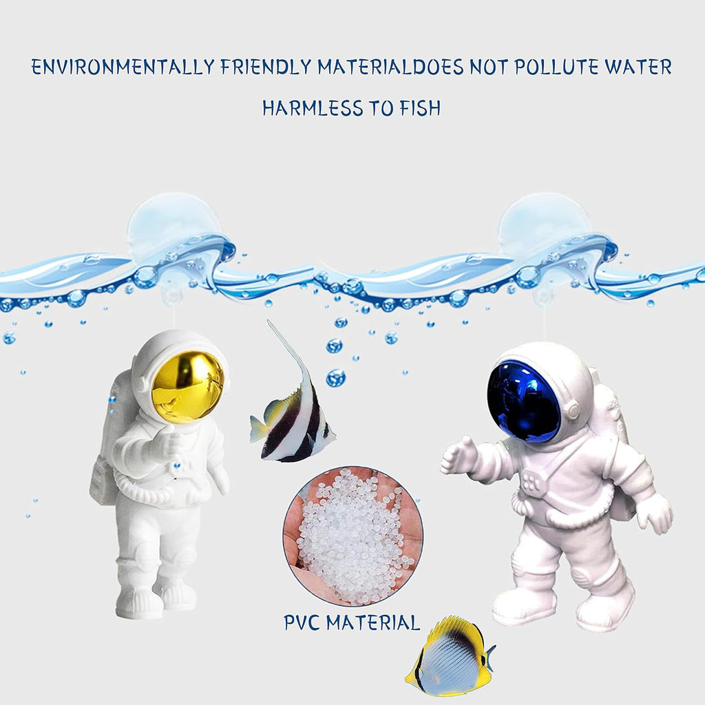 Floating Fish Tank Decorations, Aquarium Decorations Fish Tank Accessories, Suitable for All Kinds of Fish Tanks Scene Layout (2Pcs White Astronauts)