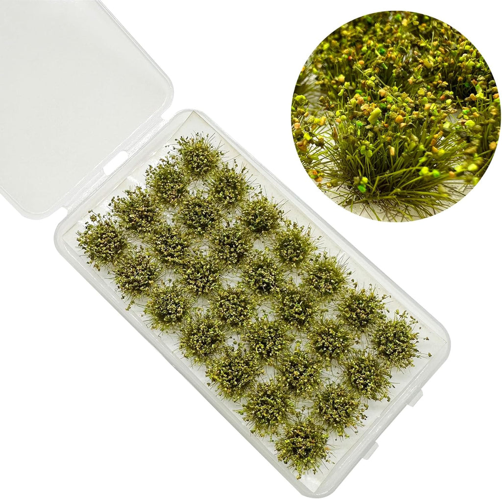 Woohome 112 PCS Static Grass, 4 Color Bushy Tuft Flower Cluster Vegetation Groups for DIY Architecture Building Model Train Landscape Railroad Scenery