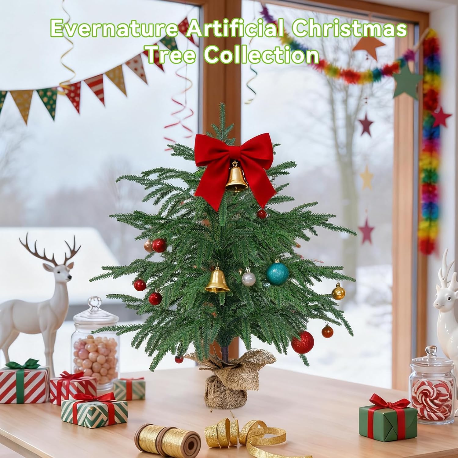 2FT Artificial Norfolk Pine Tree, 2pc Artificial Christmas Tree Faux Potted Plants for Front Porch Christmas Indoor Outdoor Decor