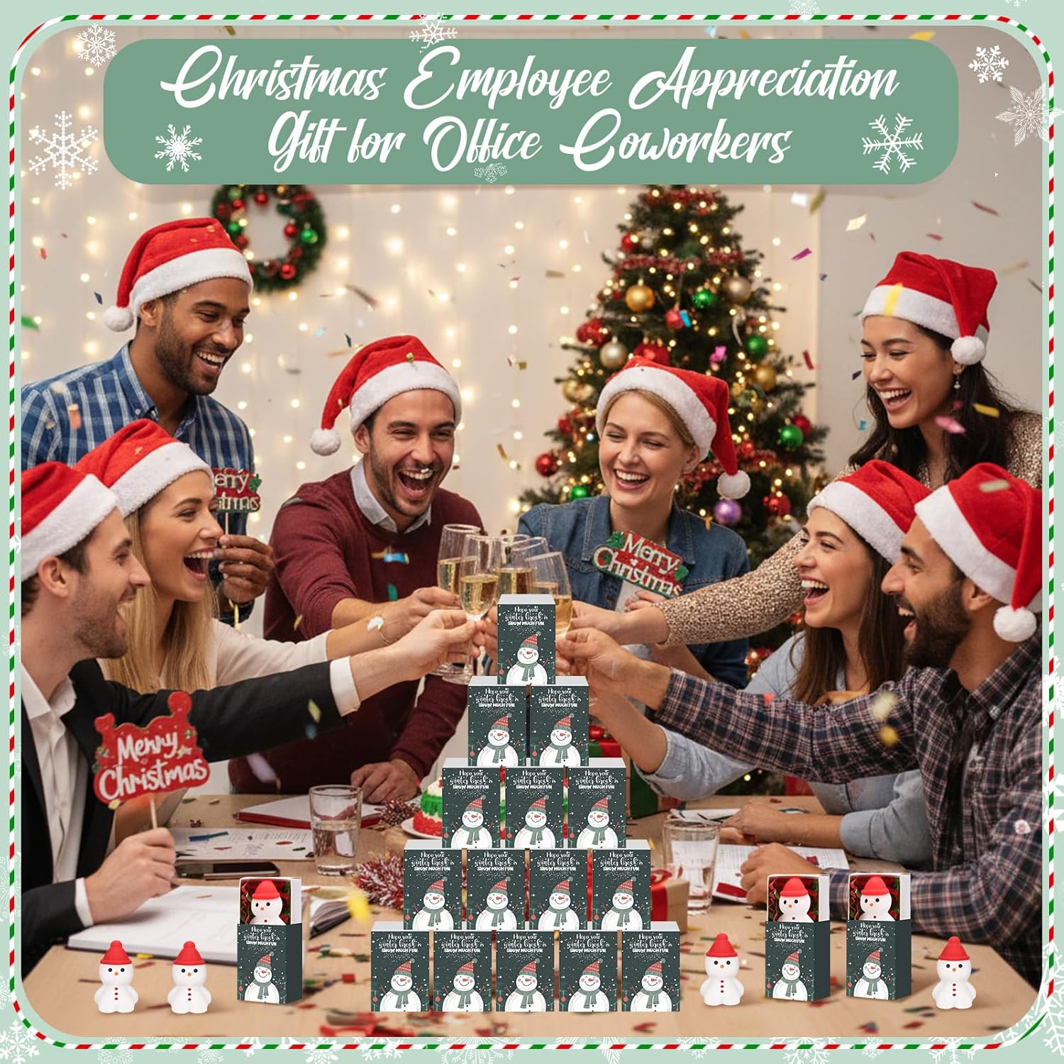Wettarn 24 Sets Winter Break Gifts Snowman Stress Balls with Support Gift Boxes Bulk Christmas Party Favors for Students Teachers Relief Toys Office Classroom Prizes Holiday Stuffers