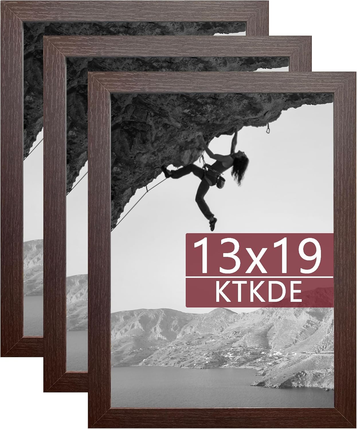 KTKDE 13x19 Picture Frame set of 3, Wall Gallery Poster Frames Wooden, Shatter Resistant Glass, Rectangle Photo Frame for Photos,Studio Hanging Posters & Best gift