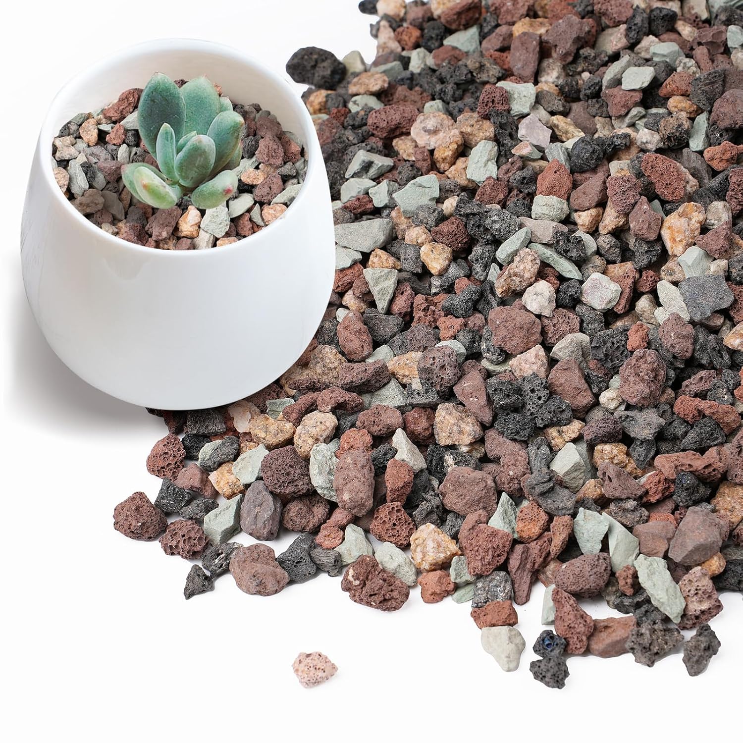 5lbs Terrarium Rocks for Pots Indoor, Succulent, Cactus, Bamboo, Bonsai Tree, 1/5 Inch Rocks for Planters Drainage, Mixed Color Small Lava Rocks for Top-Dressing