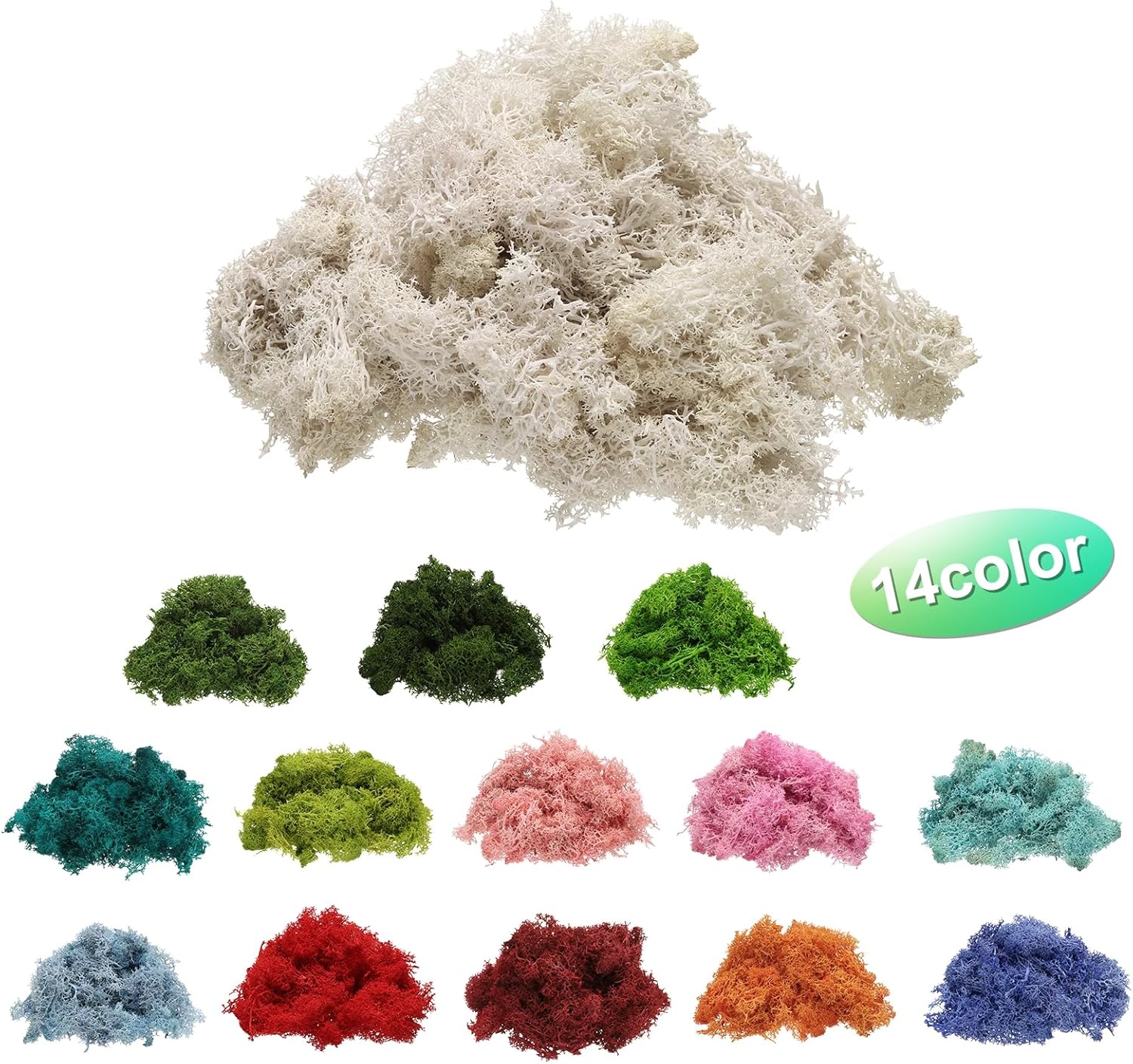 uxcell Preserved Reindeer Moss, 4 OZ Fake Moss for Crafts Artificial Dried Moss for Decoration, Craft, Terrariums, Potted Plants, Centerpieces Fairy Gardens (Creamy White)