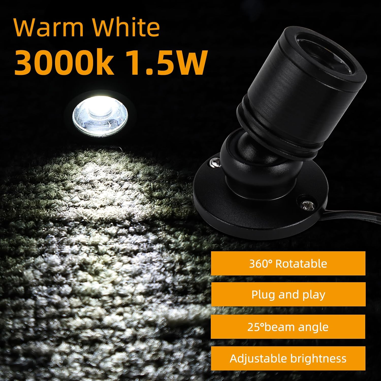 YaeCCC Dimmable LED Mini Spotlight Jewelry Showcase Display Lights Black Shell Surface Mount (Pack-6,Daylight 6400k)