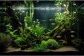 Underwater Aquarium Background Lush Green Diverse Aquatic Plants with Sunbeams Fish Tank Background Underwater Stone with Moss Tropical Fish Rooted Species Terrarium Background Vinyl 36x20in