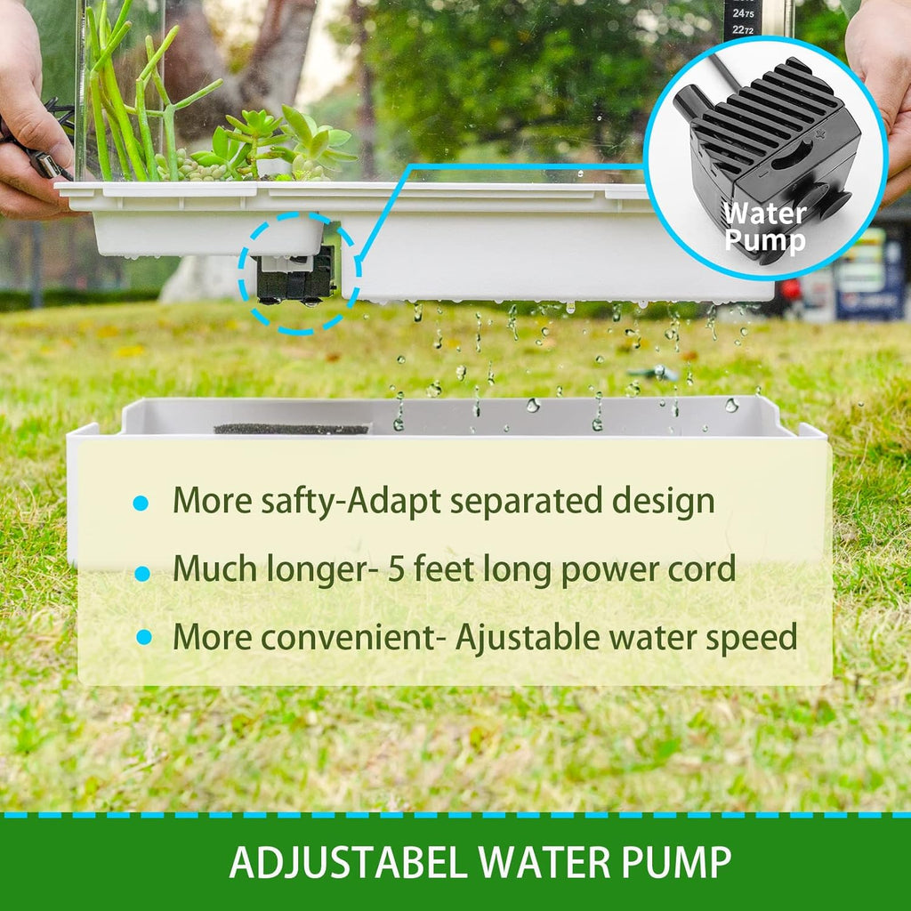 Scratch-Resistant Acrylic Turtle Tank (15.7×11.8×10 Inch) with Water Filter - Durable Reptile Habitat for Aquatic/Terrestrial Pets, Baby Turtles & Fish | Anti-Scratch Clear Terrarium Aquarium Combo