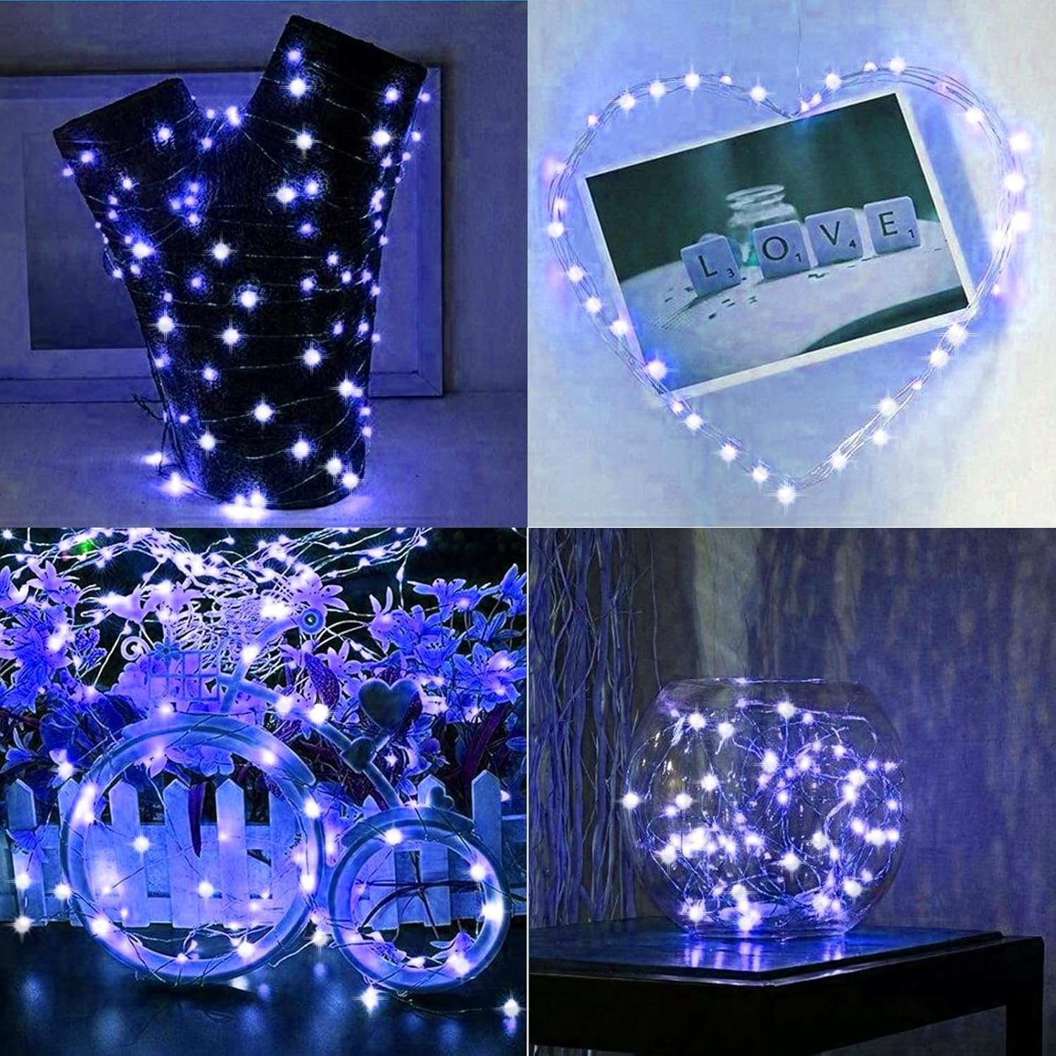 LAMPHOME Fairy Lights Plug in, 33Ft 100 LEDs Waterproof Twinkle Firefly Lights, Adaptor Included, Starry String Lights for Wedding Indoor Outdoor Christmas Patio Garden Decoration, Blue