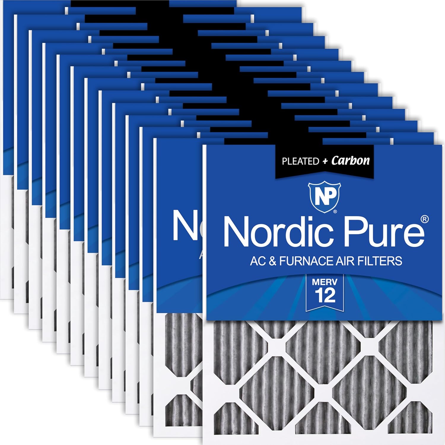 Nordic Pure 20x25x1 (Actual Size: 19 1/2 x 24 1/2 x 3/4) Furnace Air Filters MERV 12 Pleated Plus Carbon 24 Pack