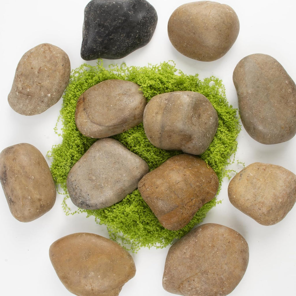 40LB Mixed Stones Pebbles River Rocks, Natural Beach Pebbles,2-3 Inch Decorative River Rocks for Landscaping Garden Paving Plant Rocks Crafting Walkways and Outdoor Decorative Stone