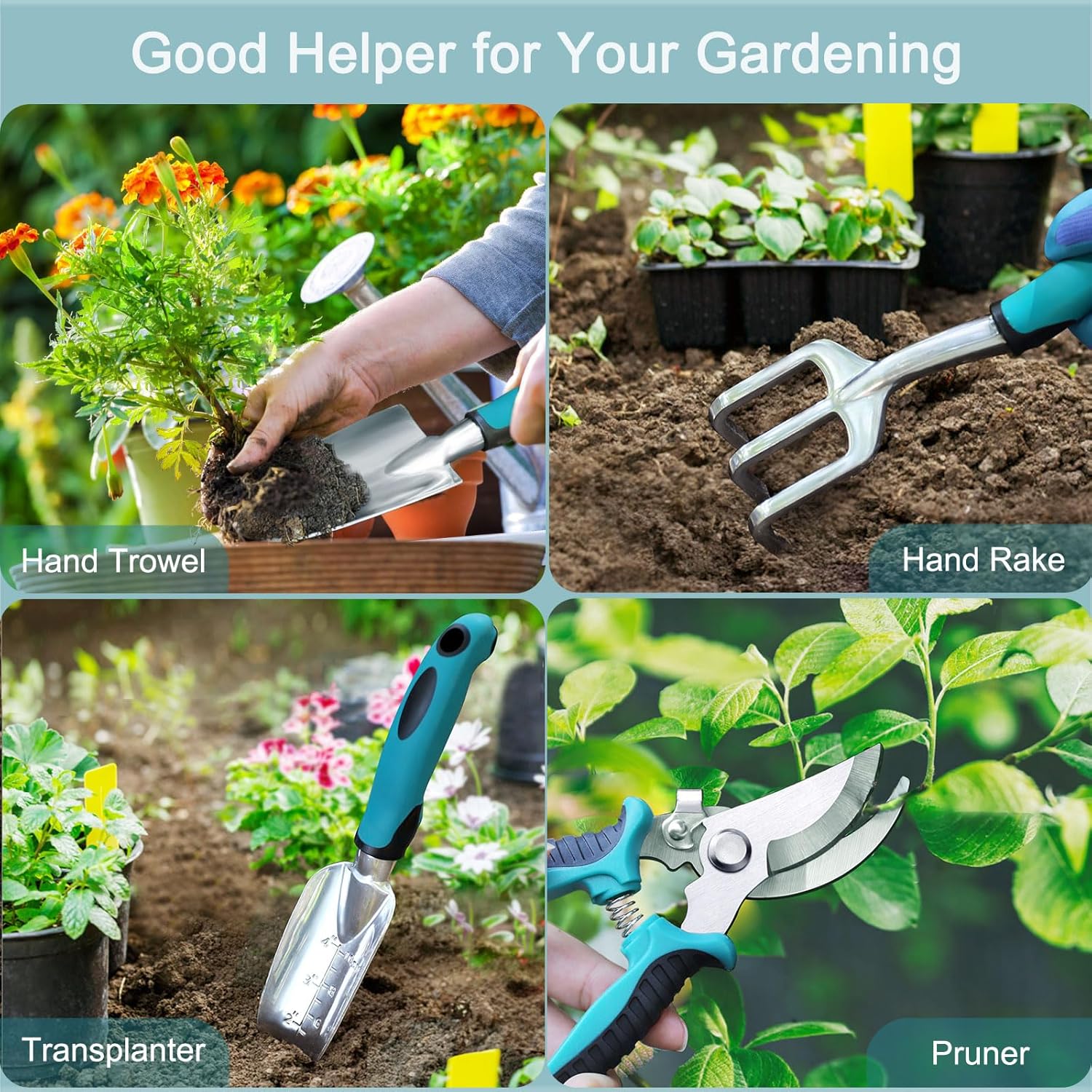 Kynup Garden Tools, Gardening Gift 7-Piece for Women, Gardening Hand Tools Set with Rust-Proof, Stainless Steel, Aluminum Alloy Material, Ideal Gardening Supplies, Essentials, Garden Stuff