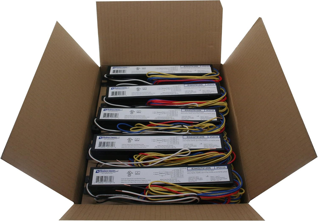 Robertson IEA432T8120N (1P20135) Electronic Fluorescent Ballast, for 3 or 4 T8 Fluorescent lamps between 17W-32W (F17T8 through F32T8) or 3 F40T8 Lamps, Instant Start, 120V (Qty 10)