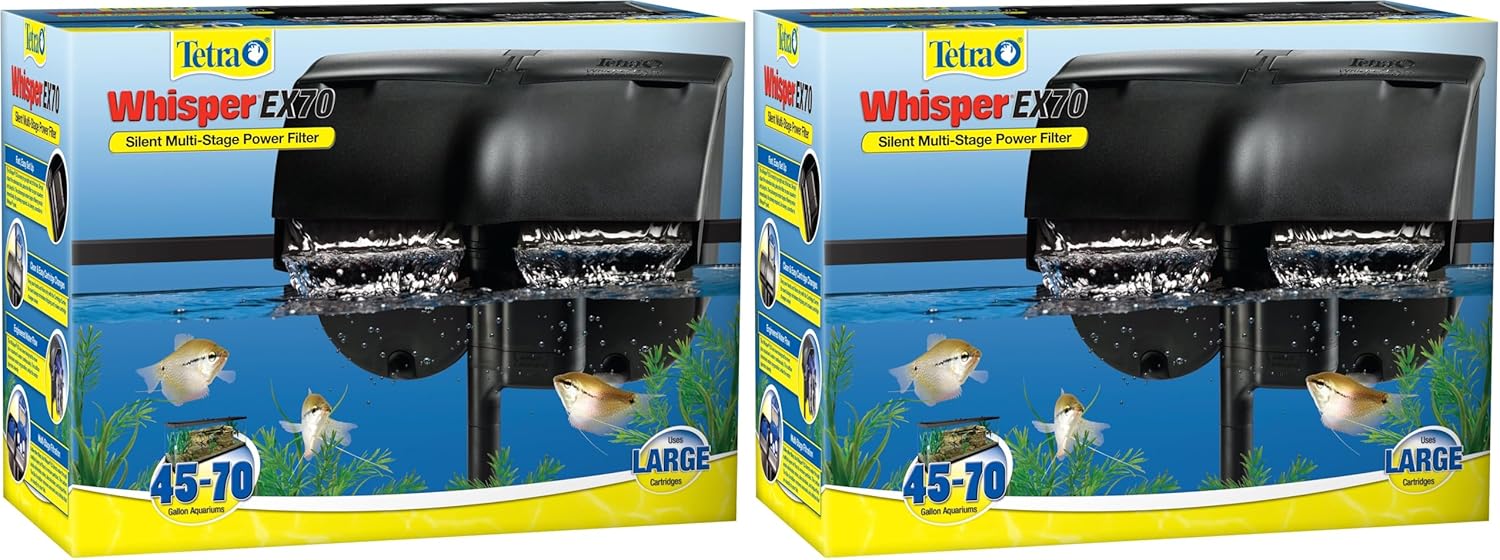Tetra Whisper EX 70 Filter for 45 to 70 Gallon Aquariums, Silent Multi-Stage Filtration, White (Pack of 2)