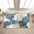 Wonnitar 2x3 Kitchen Sink Rug, Machine Washable Blue Bathroom Leaf Rugs, Monstera Coastal Non-Skid Bedside Accent Mat, Non-Shedding Low Pile Floor Carpet for Entry Doormat Bedroom Laundry