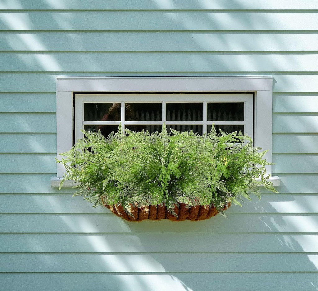 Artificial Boston Fern Plants 19" Fake Greenery Shrubs 2 Pcs Faux Plant Bushes UV-Resistant for Indoor Outdoor Wedding DIY Bouquets Floral Arrangement Table Centerpieces