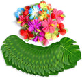 60Pcs Tropical Party Decorations Supplies Tropical Palm Leaves Hibiscus Flower Simulation Artificial Leaf for Hawaiian Luau Safari Party Jungle Beach Theme BBQ Birthday Parties Decorations Table Decor