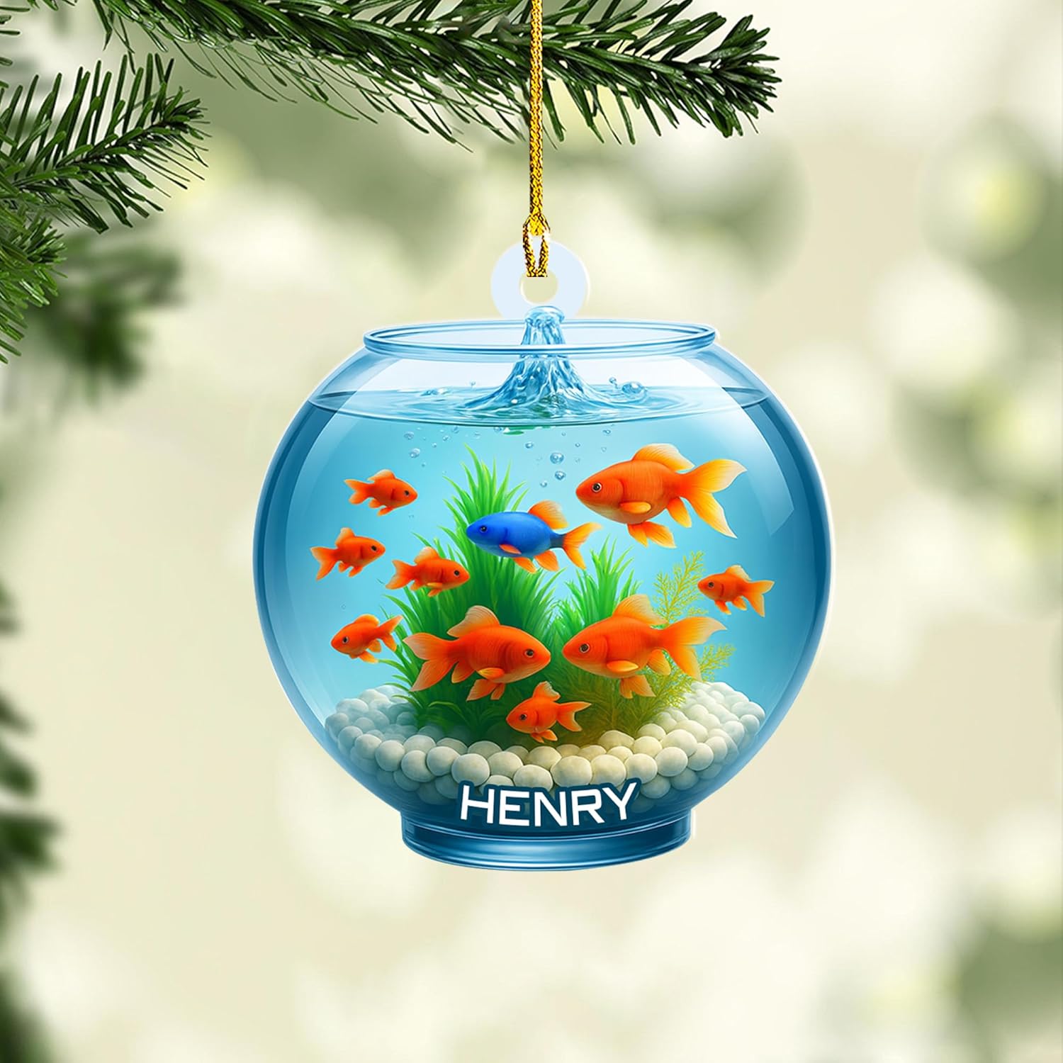 Personalized Aquarium Fish Tank Christmas Ornament 2025, Custom Name Clownfish Holiday Tree Decoration, Unique Keepsake Gift for Fish Lovers, Pet Owners, Kids, Aquarists (ON7)