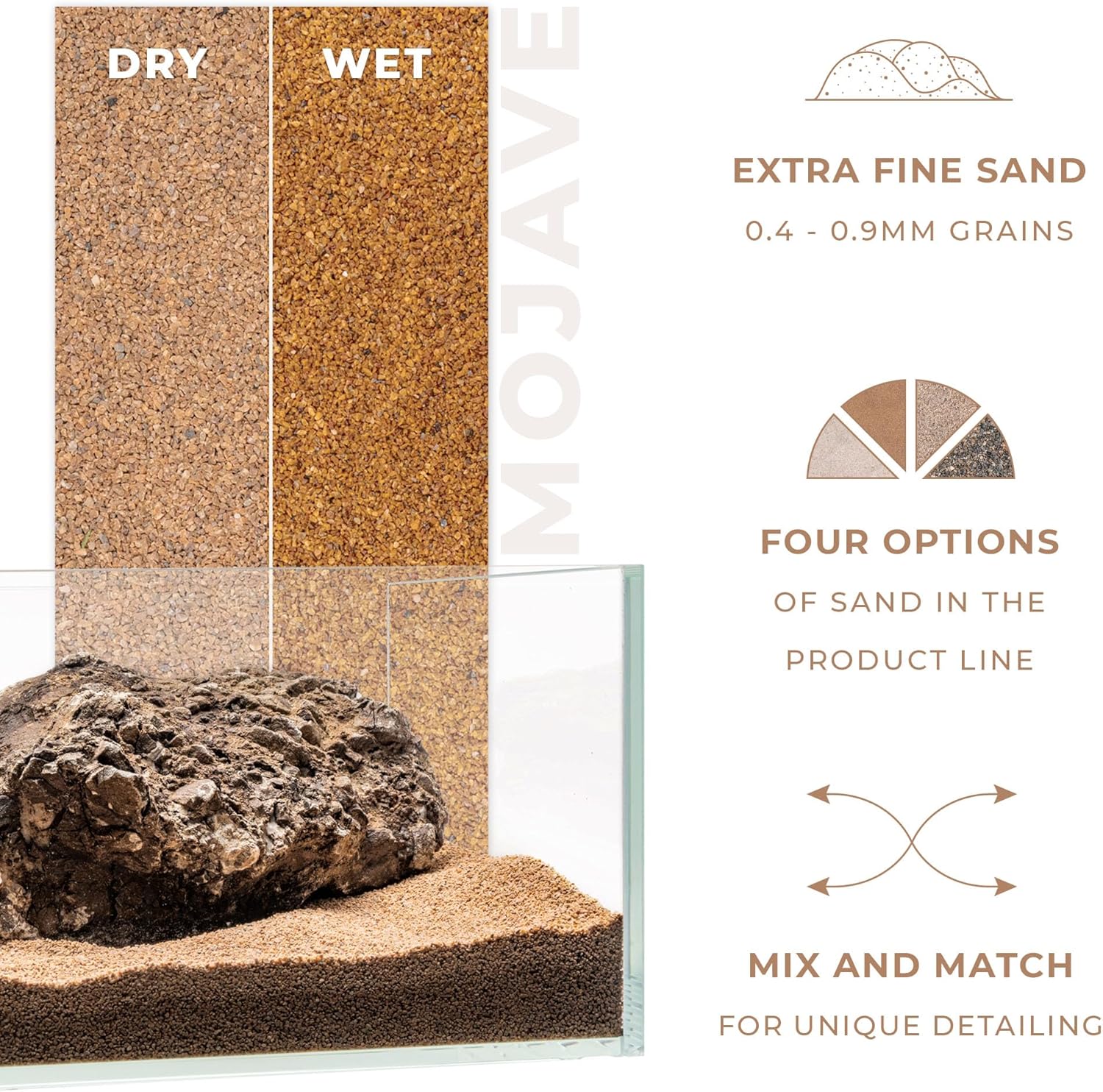 UNS Controsand - Mojave, 3L - Natural Freshwater 0.4-0.9mm Warm Sand for Aquascaping Planted Tanks - Aquarium, Terrarium, Paludarium Substrate for Betta, Shrimp, Fish, Jumping Spider, Turtle