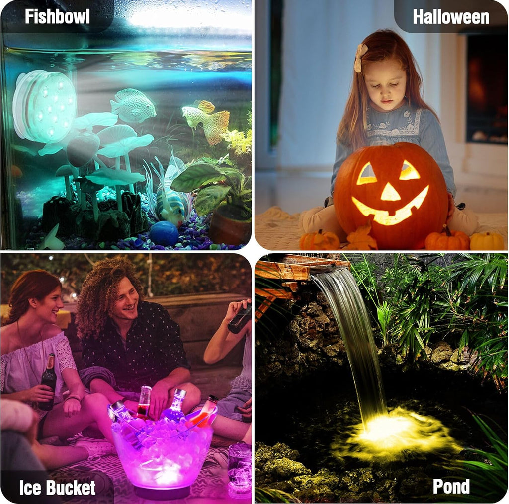Rechargeable Submersible Pool Lights with Remote, Waterproof Underwater Charging Battery Operated Controlled 25 Color Changing LED with Magnet Floating Lights Pool Pond Decoration (2 Pack)