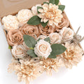 YYHUAWU Artificial Flowers Combo Box Set Gradient Color Flower Leaf with Stems for DIY Wedding Bouquets Centerpieces Baby Shower Party Home Decorations Nude Color